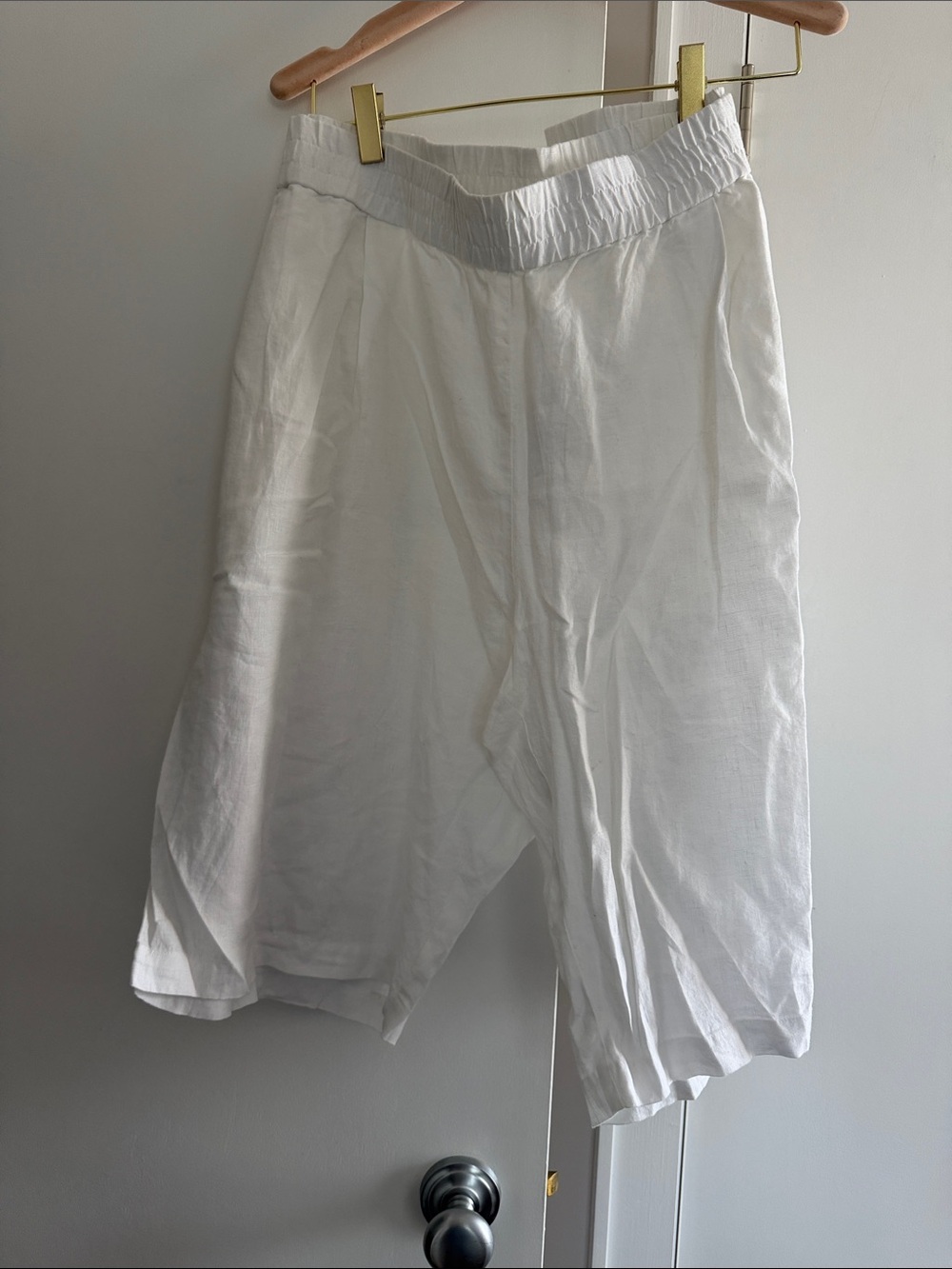 Eileen Fisher White long shorts organic linen Elastic Waist  size 3X
